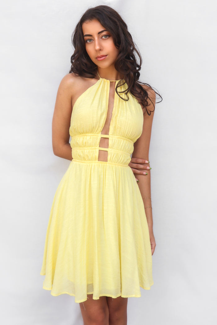 Cherish Mini Dress - Yellow - Runway Goddess