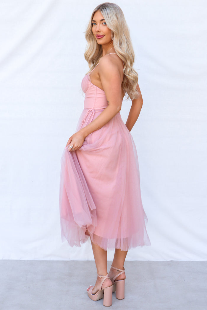 Cindy Midi Dress - Blush - Runway Goddess