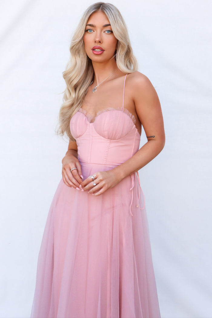 Cindy Midi Dress - Blush - Runway Goddess