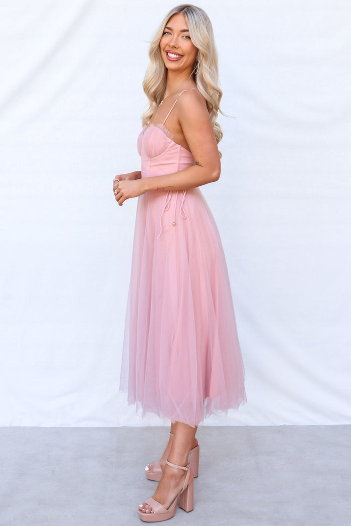 Cindy Midi Dress - Blush - Runway Goddess