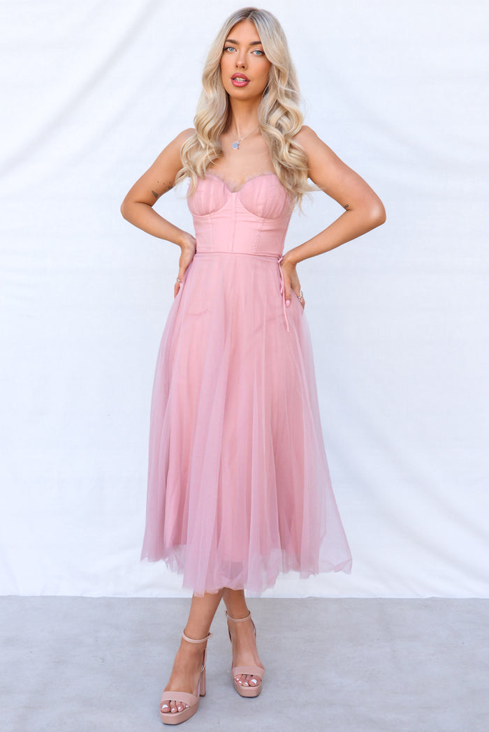 Cindy Midi Dress - Blush - Runway Goddess
