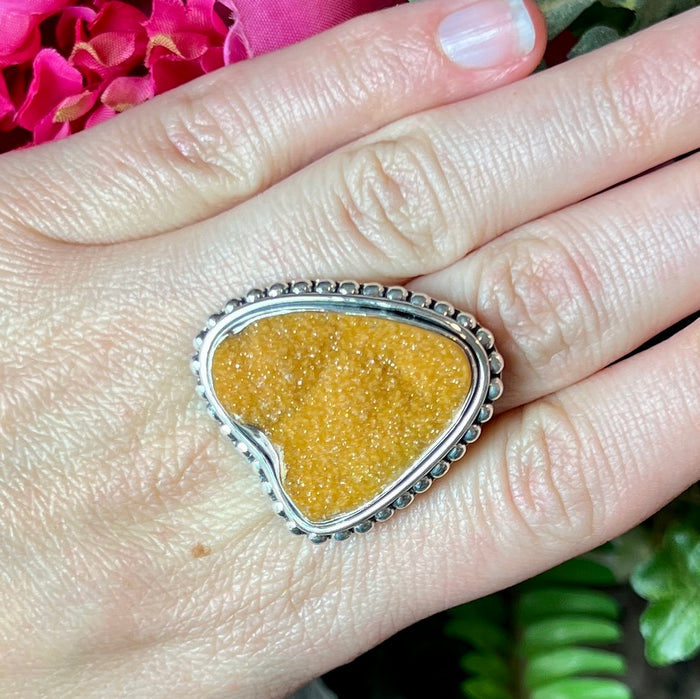 Citrine Druzy Ring