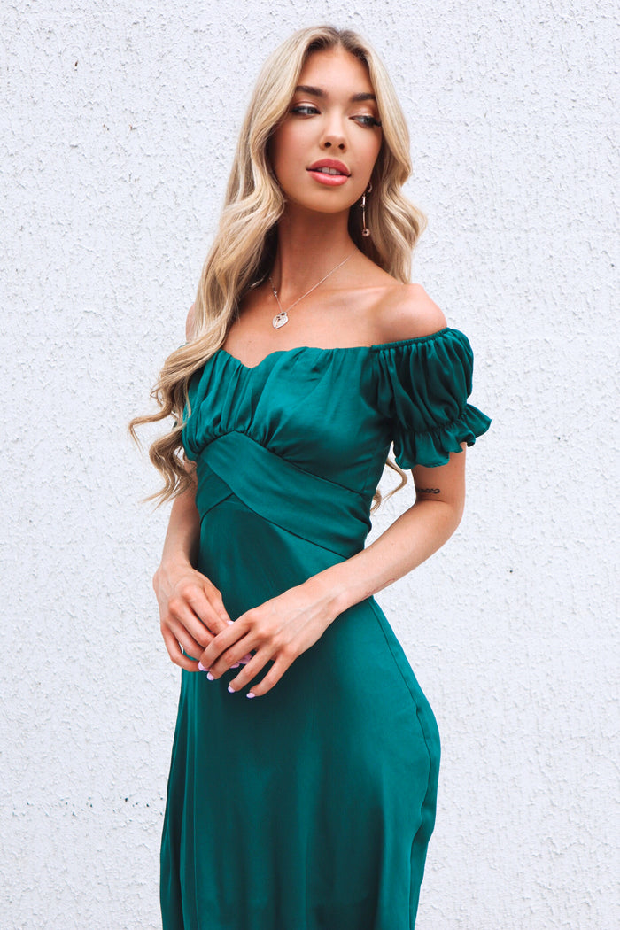 Claudia Midi Dress - Forest Green - Runway Goddess