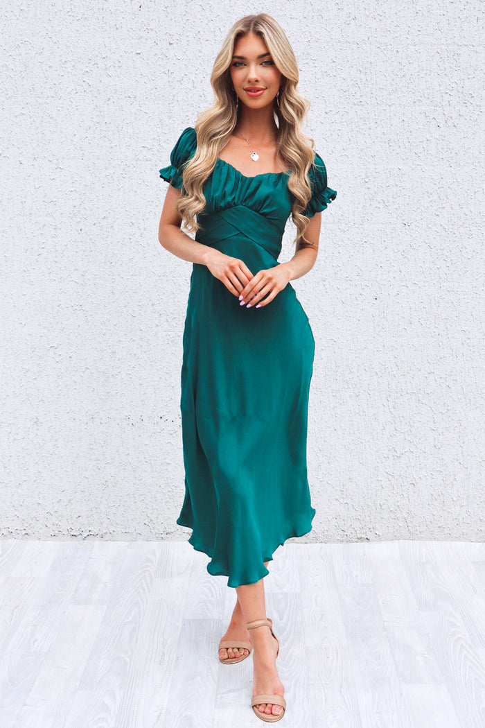 Claudia Midi Dress - Forest Green - Runway Goddess