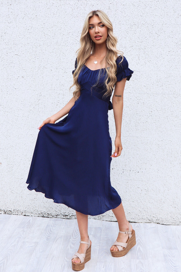 Claudia Midi Dress - Navy - Runway Goddess