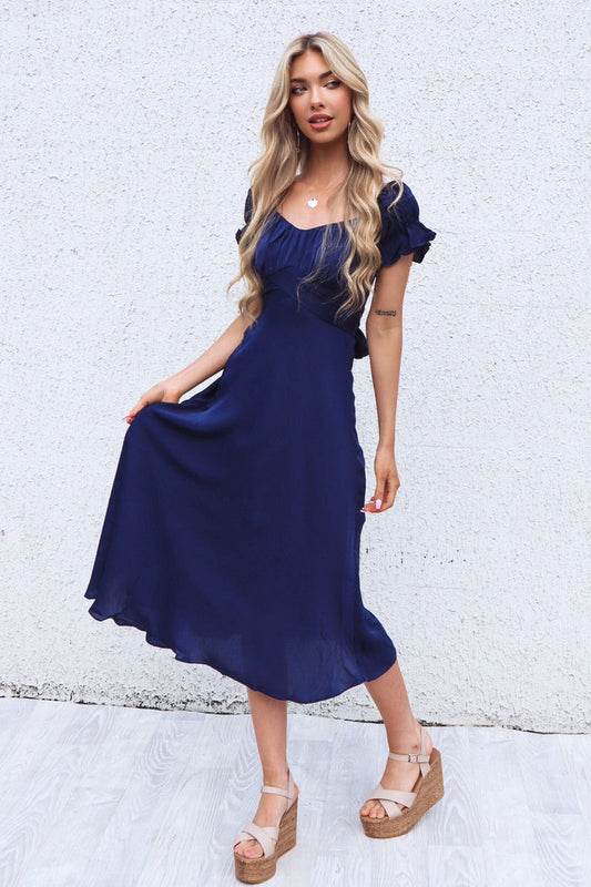 Claudia Midi Dress - Navy - Runway Goddess