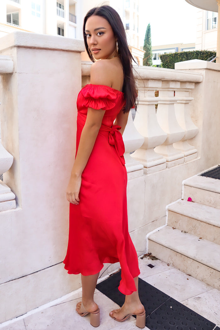 Claudia Midi Dress - Red - Runway Goddess