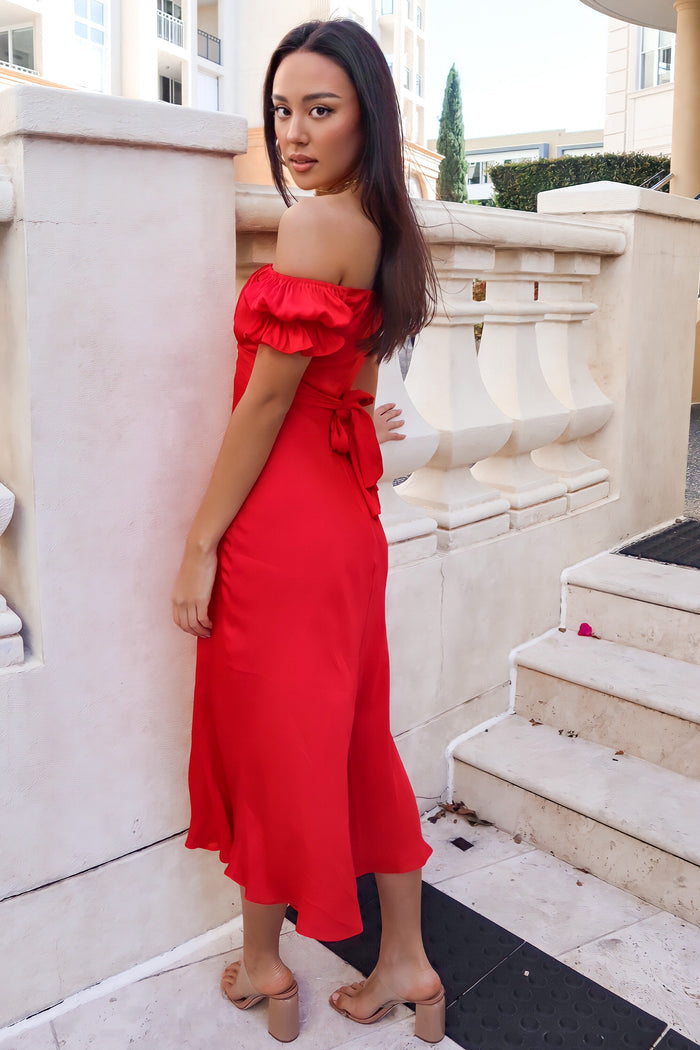 Claudia Midi Dress - Red - Runway Goddess