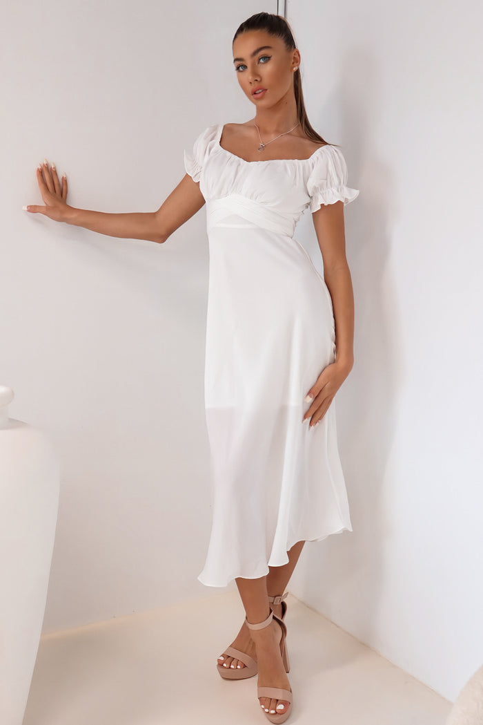 Claudia Midi Dress - White - Runway Goddess