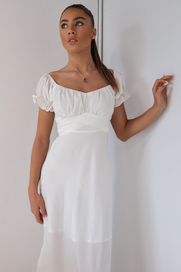 Claudia Midi Dress - White - Runway Goddess