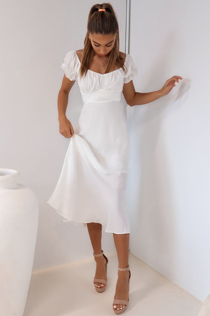Claudia Midi Dress - White - Runway Goddess