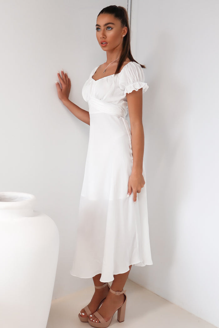 Claudia Midi Dress - White - Runway Goddess