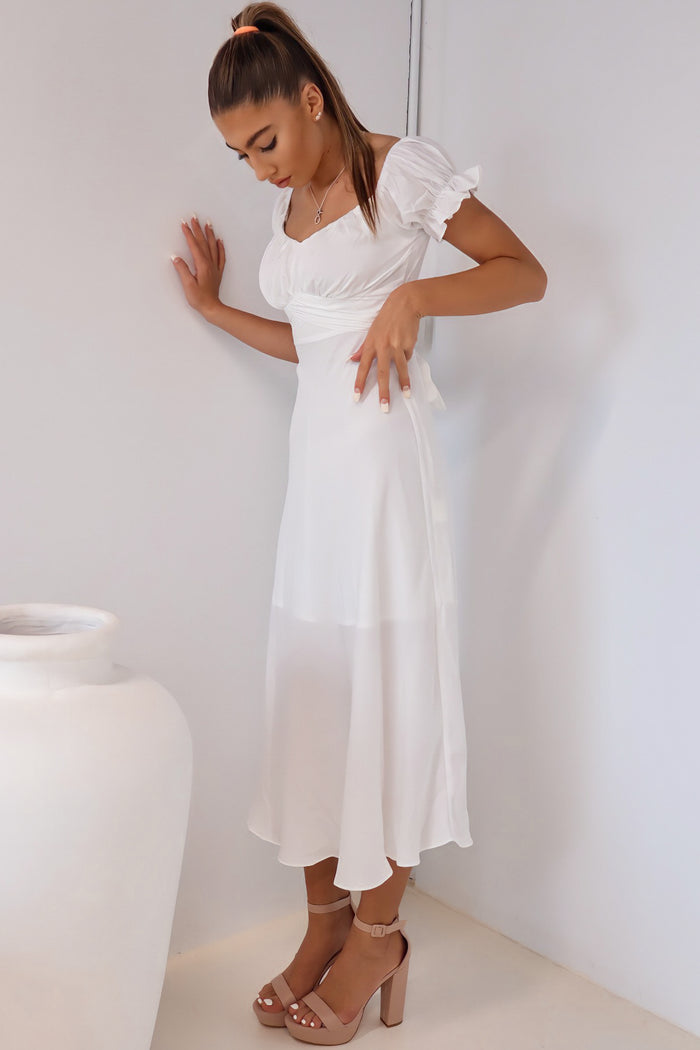 Claudia Midi Dress - White - Runway Goddess