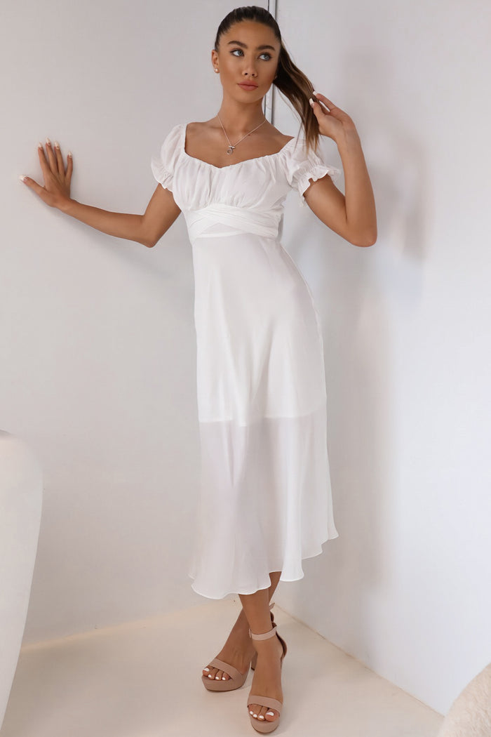 Claudia Midi Dress - White - Runway Goddess