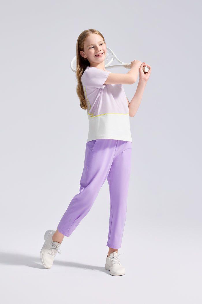 Colour Blocking Short Sleeves **Wistaria**