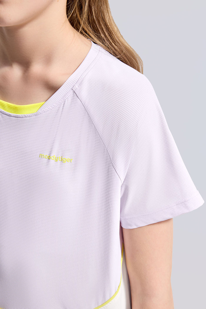 Colour Blocking Short Sleeves **Wistaria**