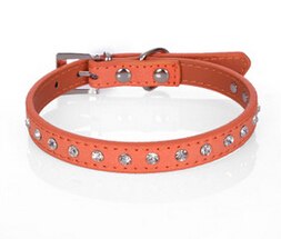 Cool Diamond Leather Look Pet Collars