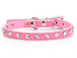 Cool Diamond Leather Look Pet Collars