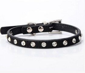 Cool Diamond Leather Look Pet Collars