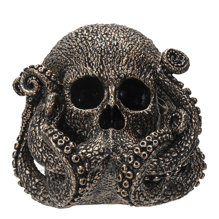 Copper Octopus Skull Statue