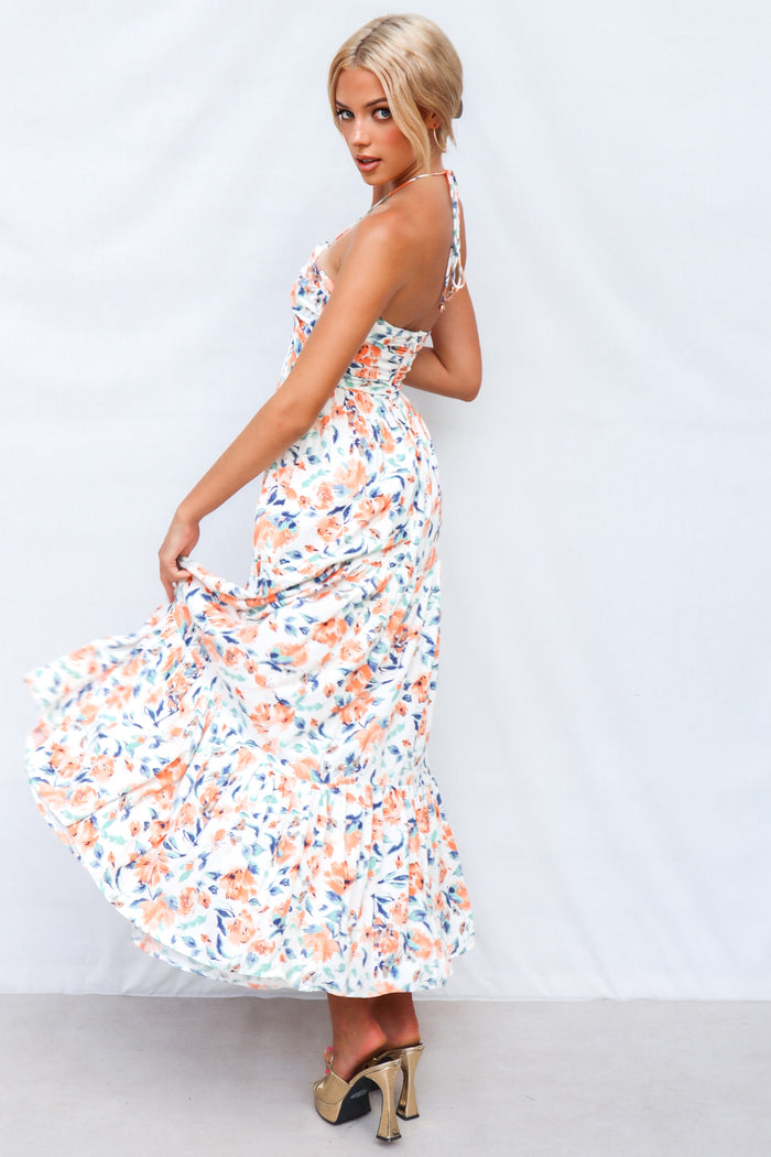 Coral Maxi Dress - Orange Print - Runway Goddess