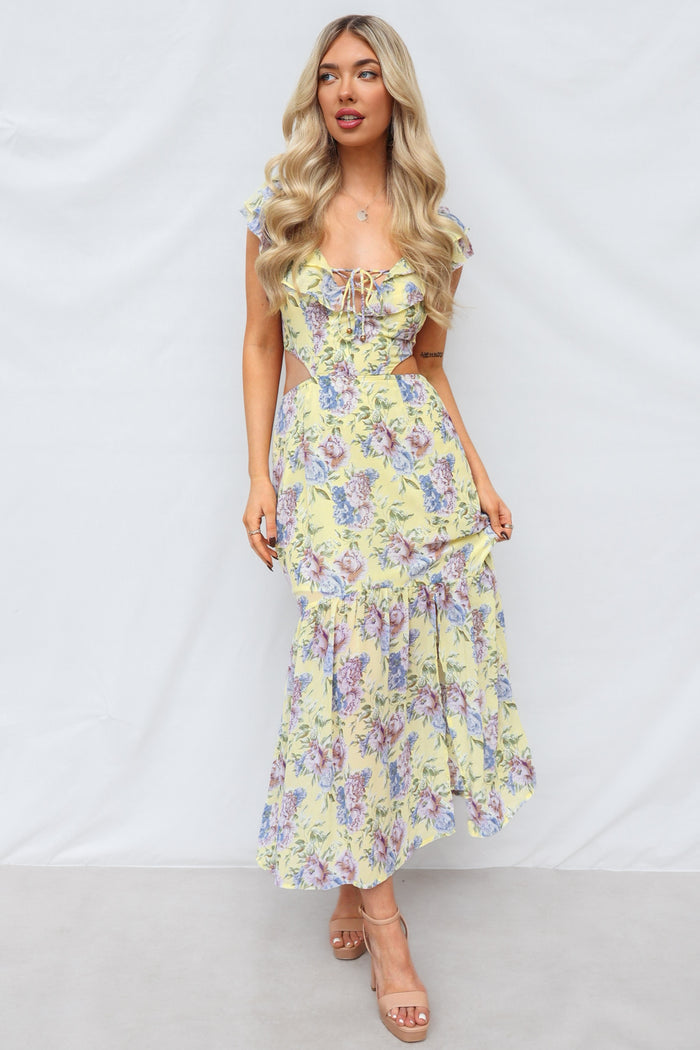 Cornell Maxi Dress - Yellow Floral - Runway Goddess