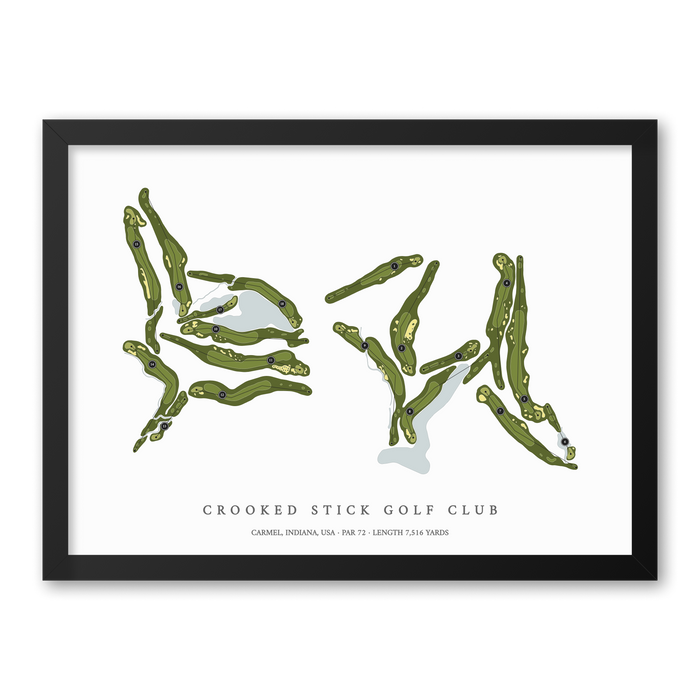 Crooked Stick Golf Club | Heritage Style Golf Course Print | Black Frame