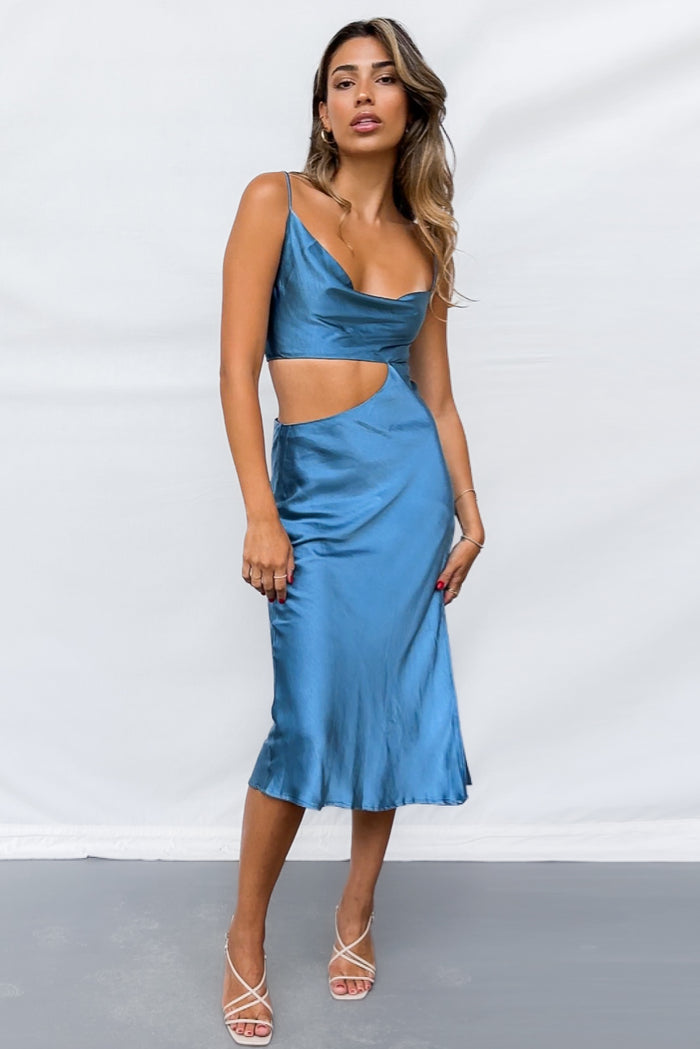 Declan Midi Dress - Blue - Runway Goddess