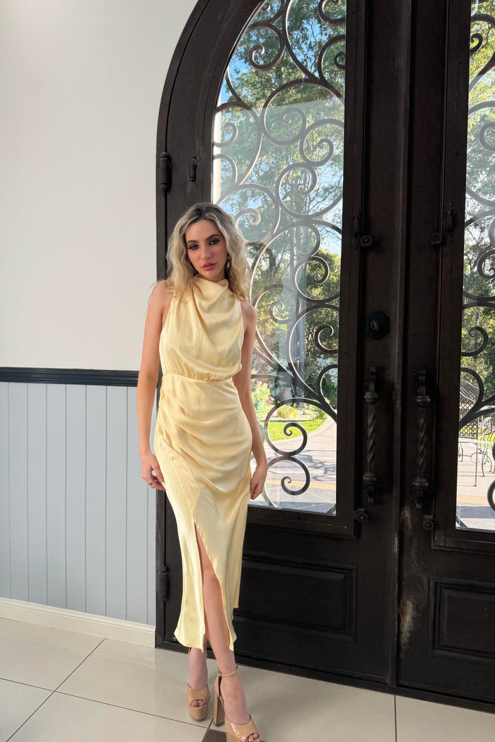 Diaz Midi Dress - Yellow - Runway Goddess