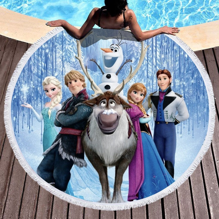 Disneys Frozen - Kids Assorted Designs Beach Towels With Tassel - 150cm Round