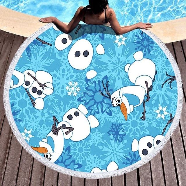 Disneys Frozen - Kids Assorted Designs Beach Towels With Tassel - 150cm Round