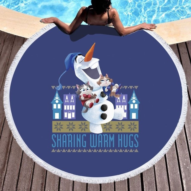 Disneys Frozen - Kids Assorted Designs Beach Towels With Tassel - 150cm Round