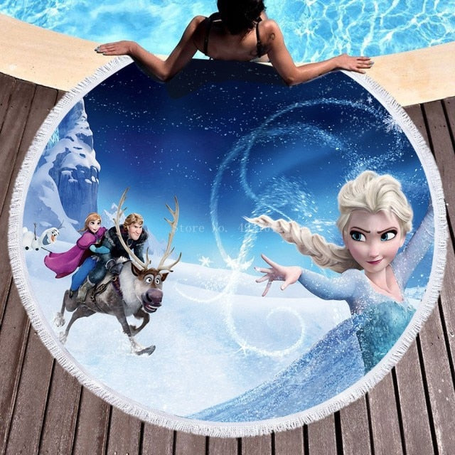 Disneys Frozen - Kids Assorted Designs Beach Towels With Tassel - 150cm Round
