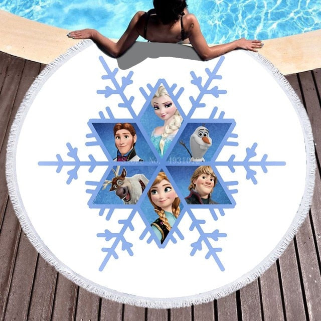 Disneys Frozen - Kids Assorted Designs Beach Towels With Tassel - 150cm Round