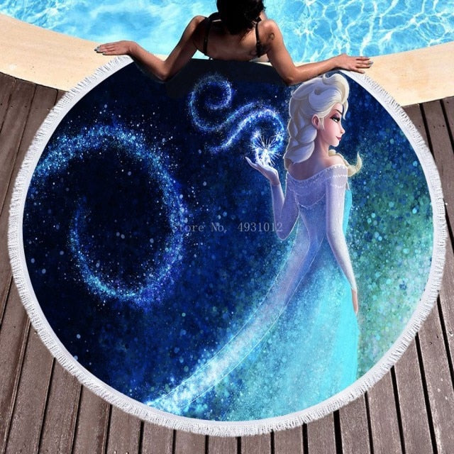 Disneys Frozen - Kids Assorted Designs Beach Towels With Tassel - 150cm Round