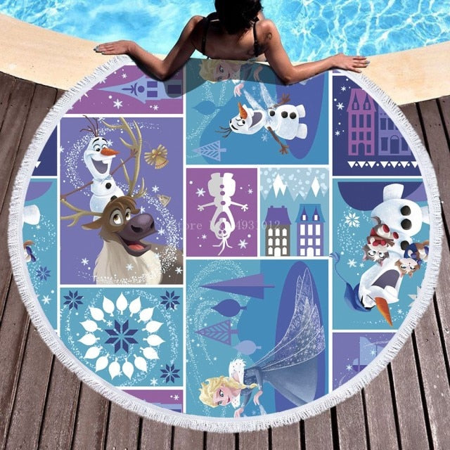 Disneys Frozen - Kids Assorted Designs Beach Towels With Tassel - 150cm Round