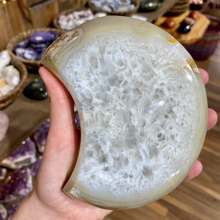Druzy Crescent Moon