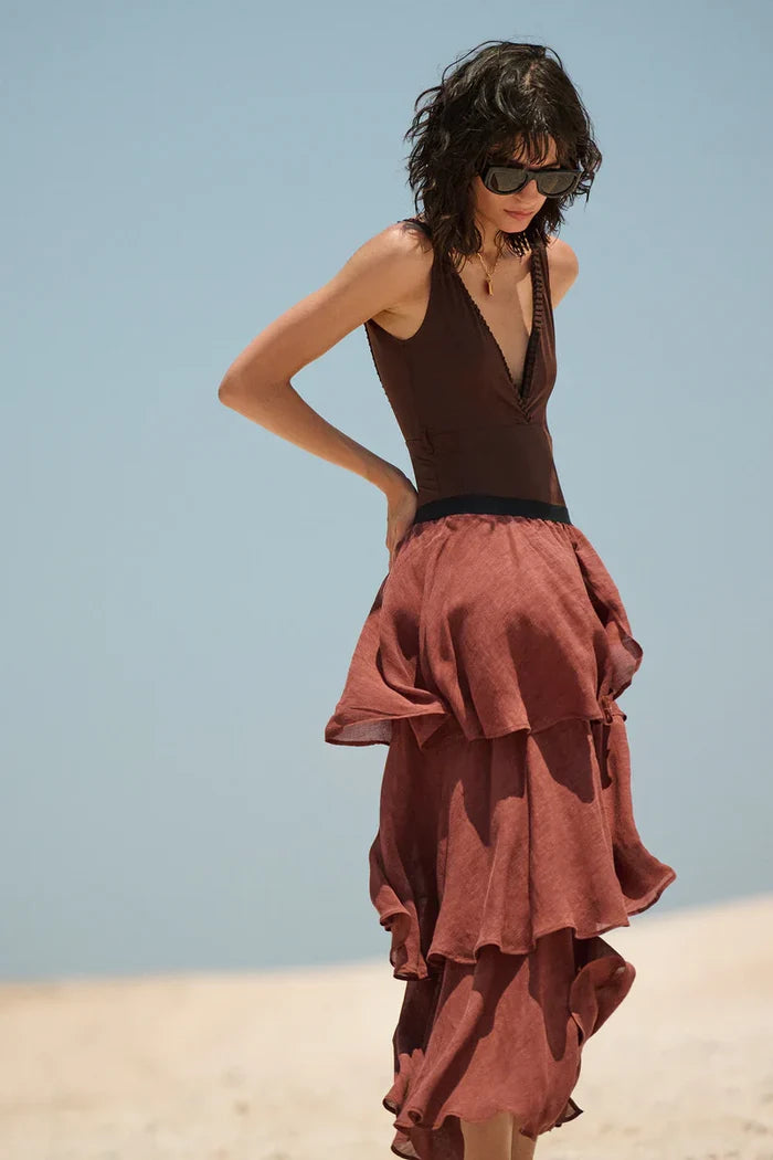 One-Piece Kiohne Elianne V Neck One Piece Brown Apoella