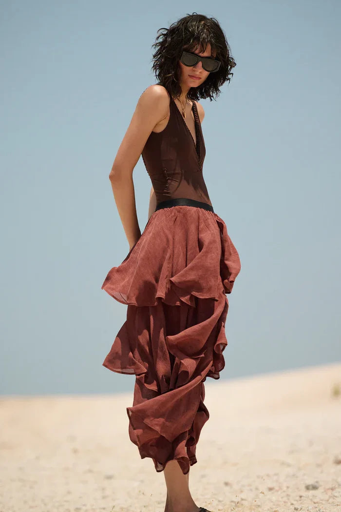 One-Piece Kiohne Elianne V Neck One Piece Brown Apoella