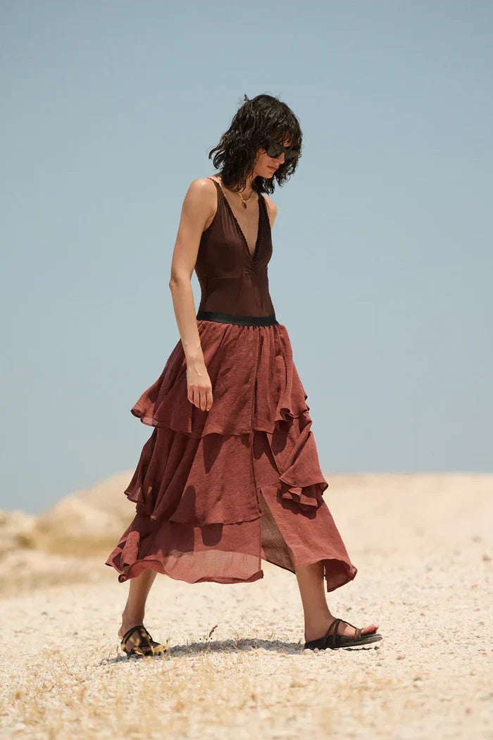 One-Piece Kiohne Elianne V Neck One Piece Brown Apoella