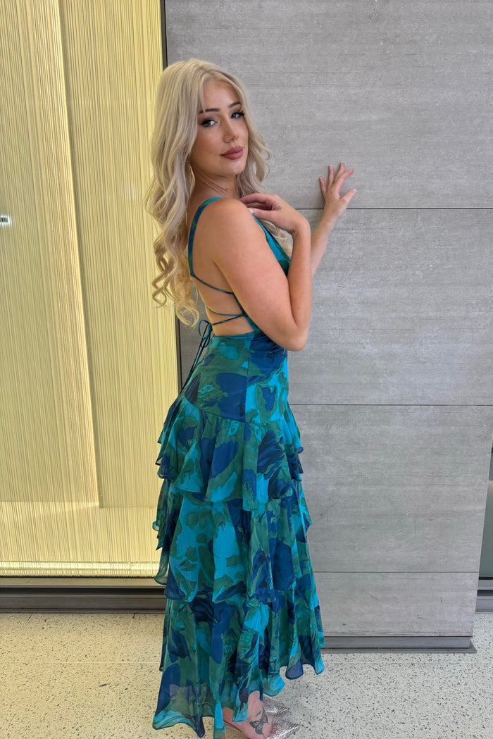 Elleny Maxi Dress - Green Floral