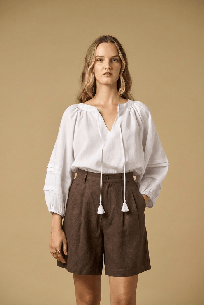 Shorts APOELLA Elli Linen Bermuda Shorts Espresso Apoella