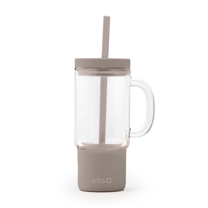 Ello Nova vaso de vidrio con popote y asa de 18 oz #color_ELLO Gray