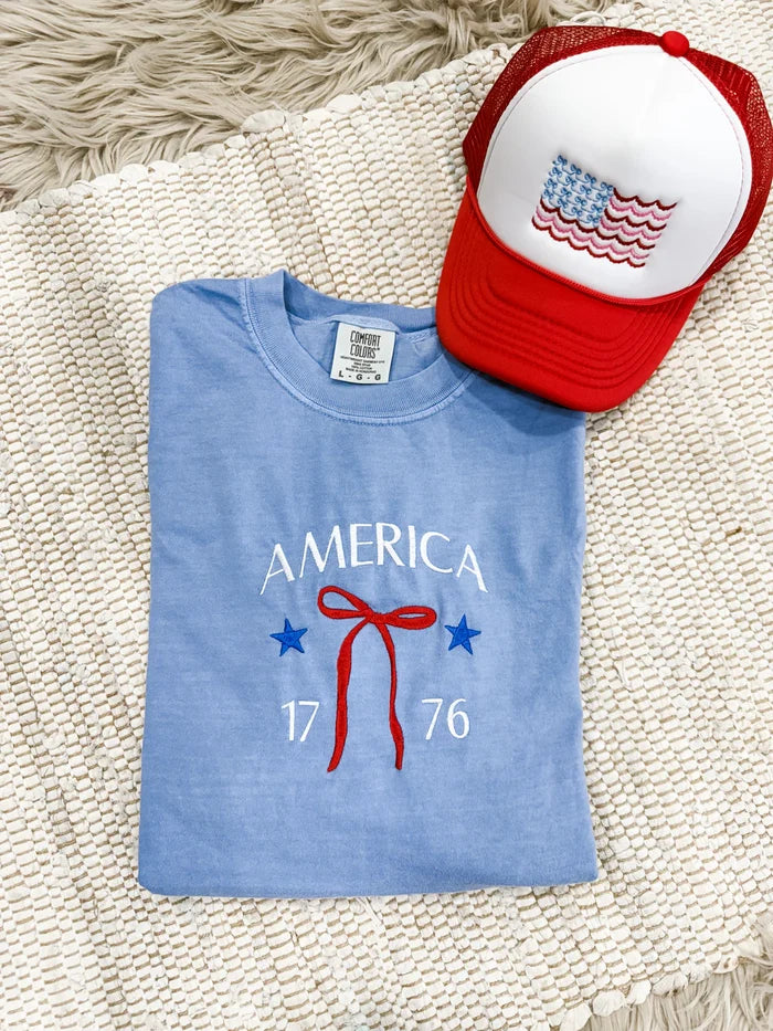 *EMBROIDERED* America Bow 1776 Tee (FINAL SALE)