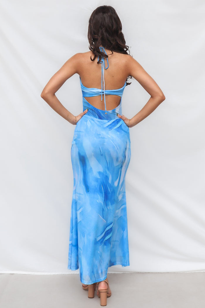 Emory Maxi Dress - Blue Print - Runway Goddess