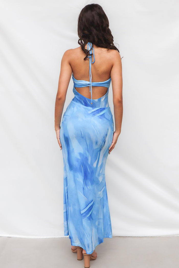 Emory Maxi Dress - Blue Print - Runway Goddess