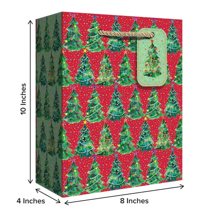 Euro Tote - Medium - Christmas Trees Red