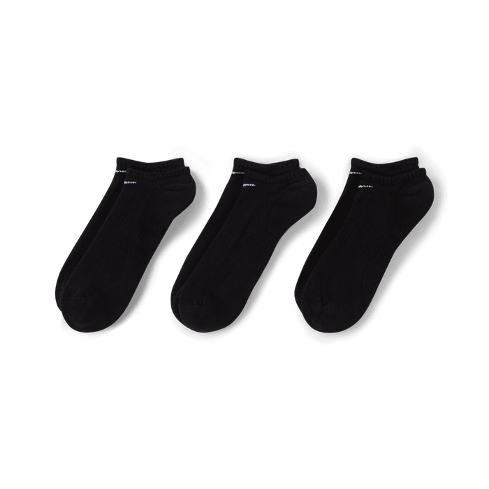 Everyday Cushioned Training No-Show Socks (3 Pairs) 'Black/White'