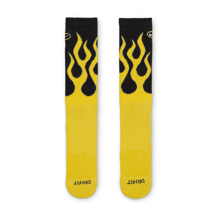 Everyday Plus Cushioned Crew Socks (1 Pair) 'Yellow Flames'