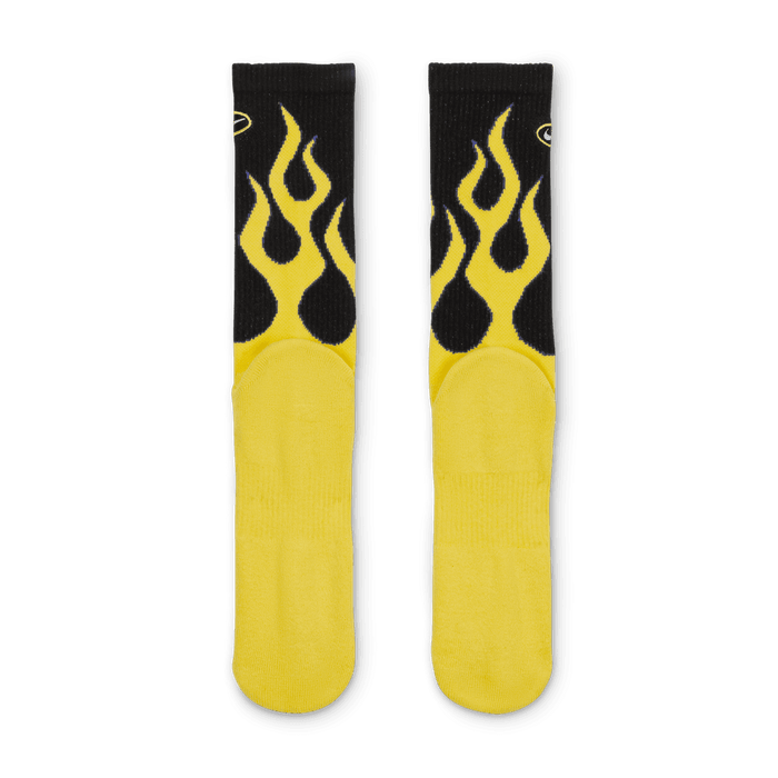 Everyday Plus Cushioned Crew Socks (1 Pair) 'Yellow Flames'